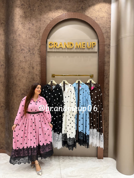 ‘PEAK’ POLKA DRESS WITH LACE (SKU-311)