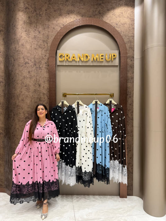 ‘PEAK’ POLKA DRESS WITH LACE (SKU-311)