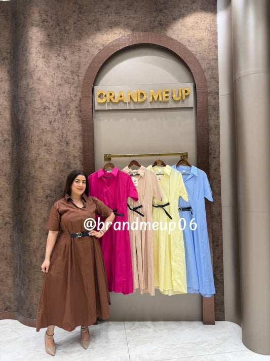 ‘MILKY’COTTON DRESS WITH FRONT ATTACHED BELT (SKU-222)