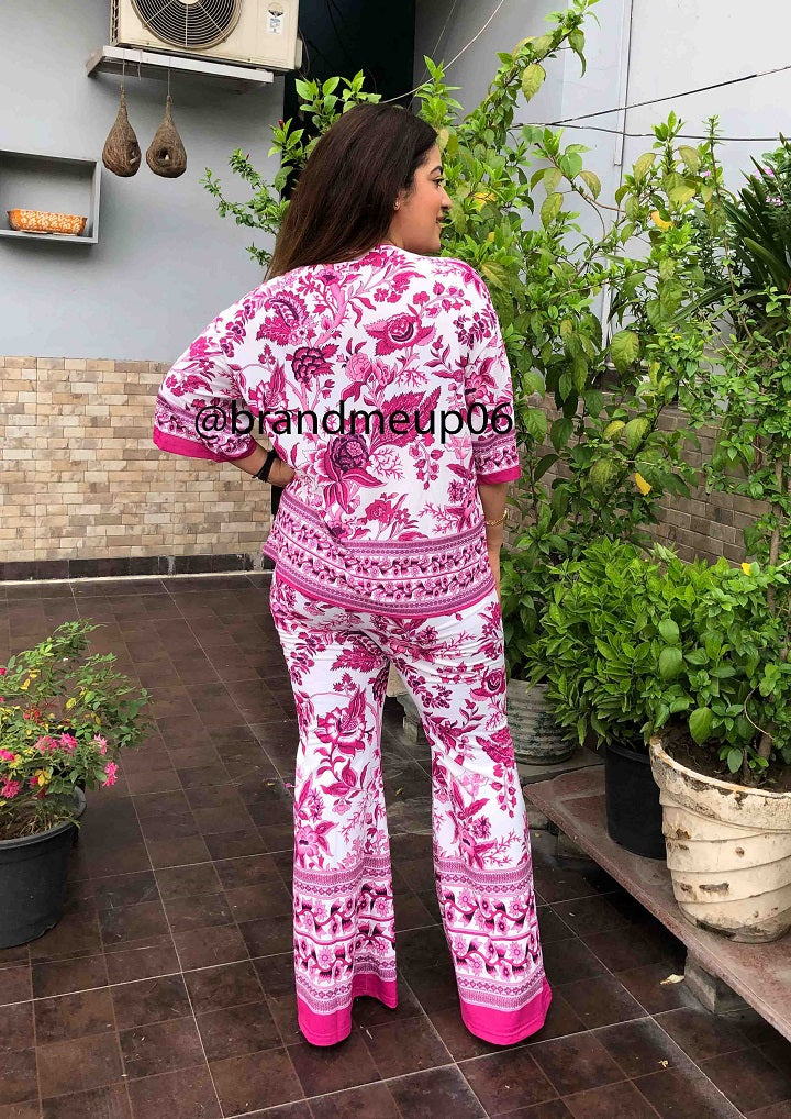 Printed Top & Bell Bottom Pants (set190)