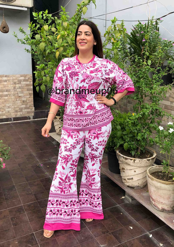 Printed Top & Bell Bottom Pants (set190)