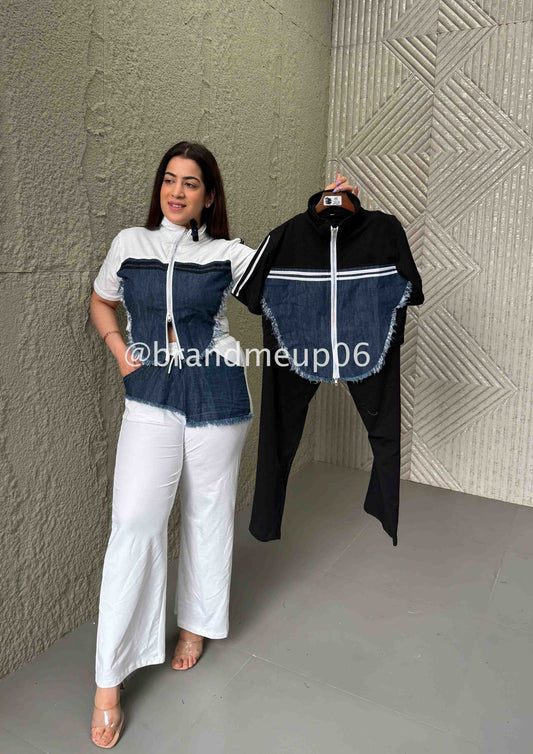 Summer Denim Attached Cord Set (PRM-118)