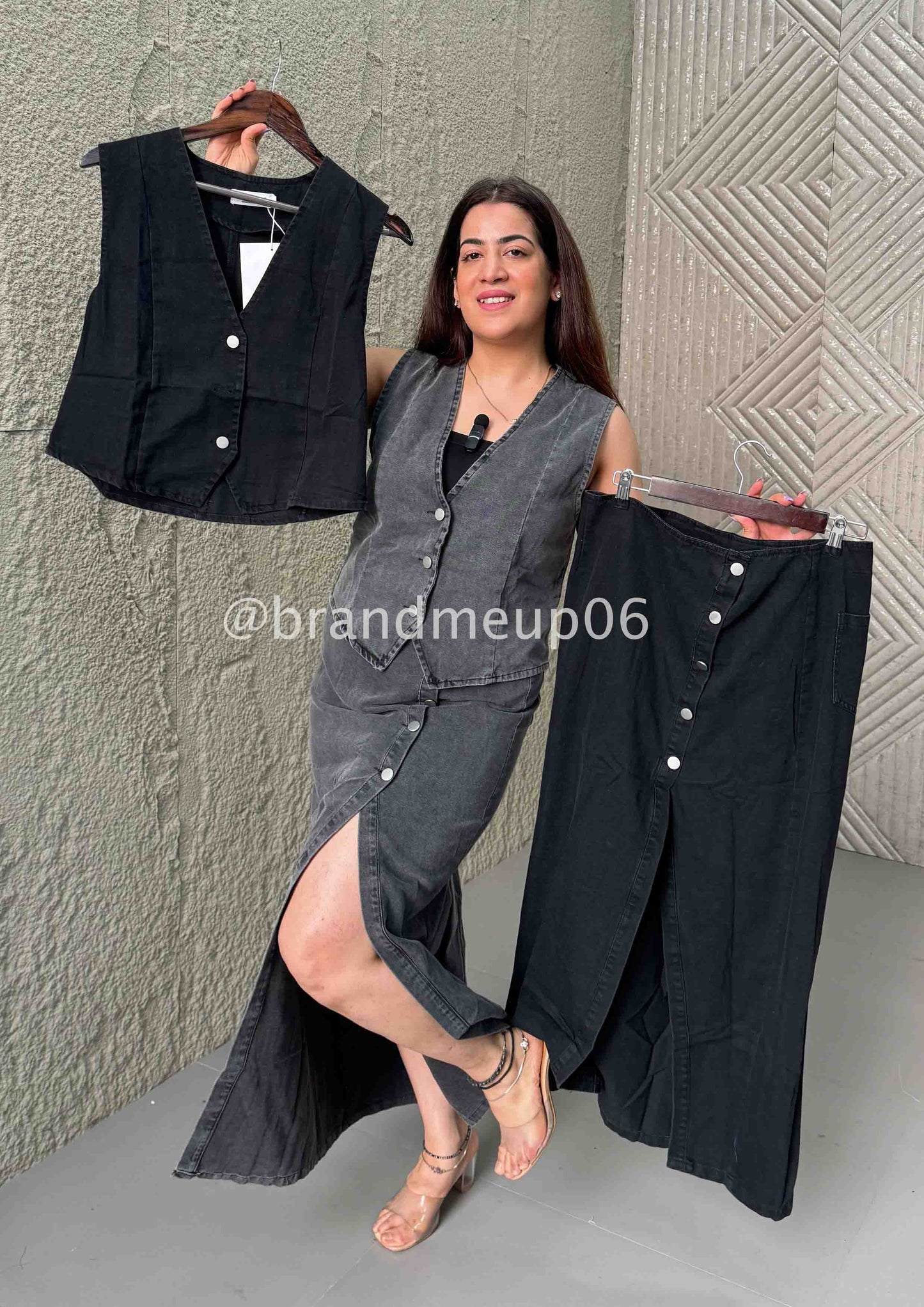 Premium Denim Top & Skirt Set (PRM-119)