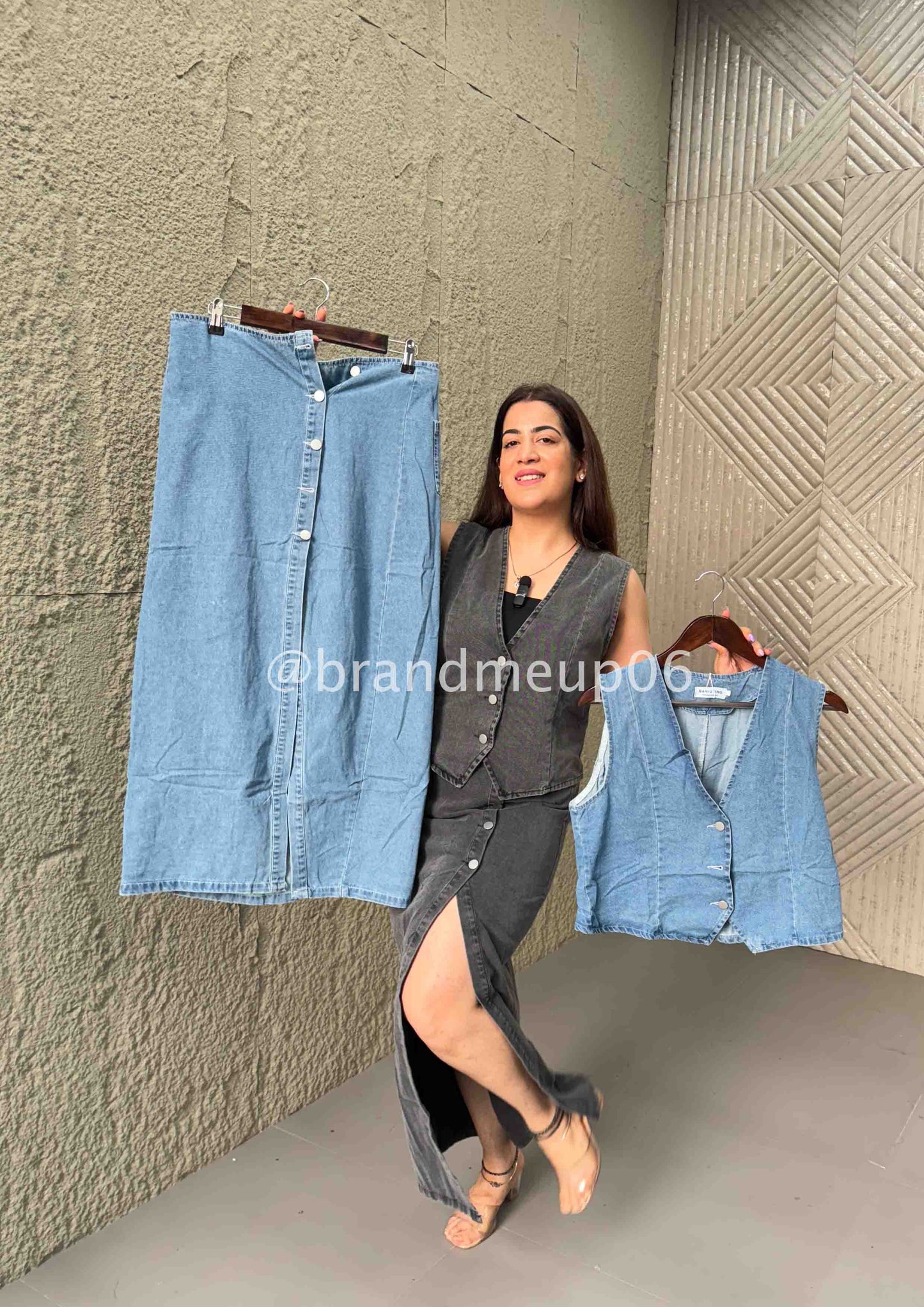 Premium Denim Top & Skirt Set (PRM-119)