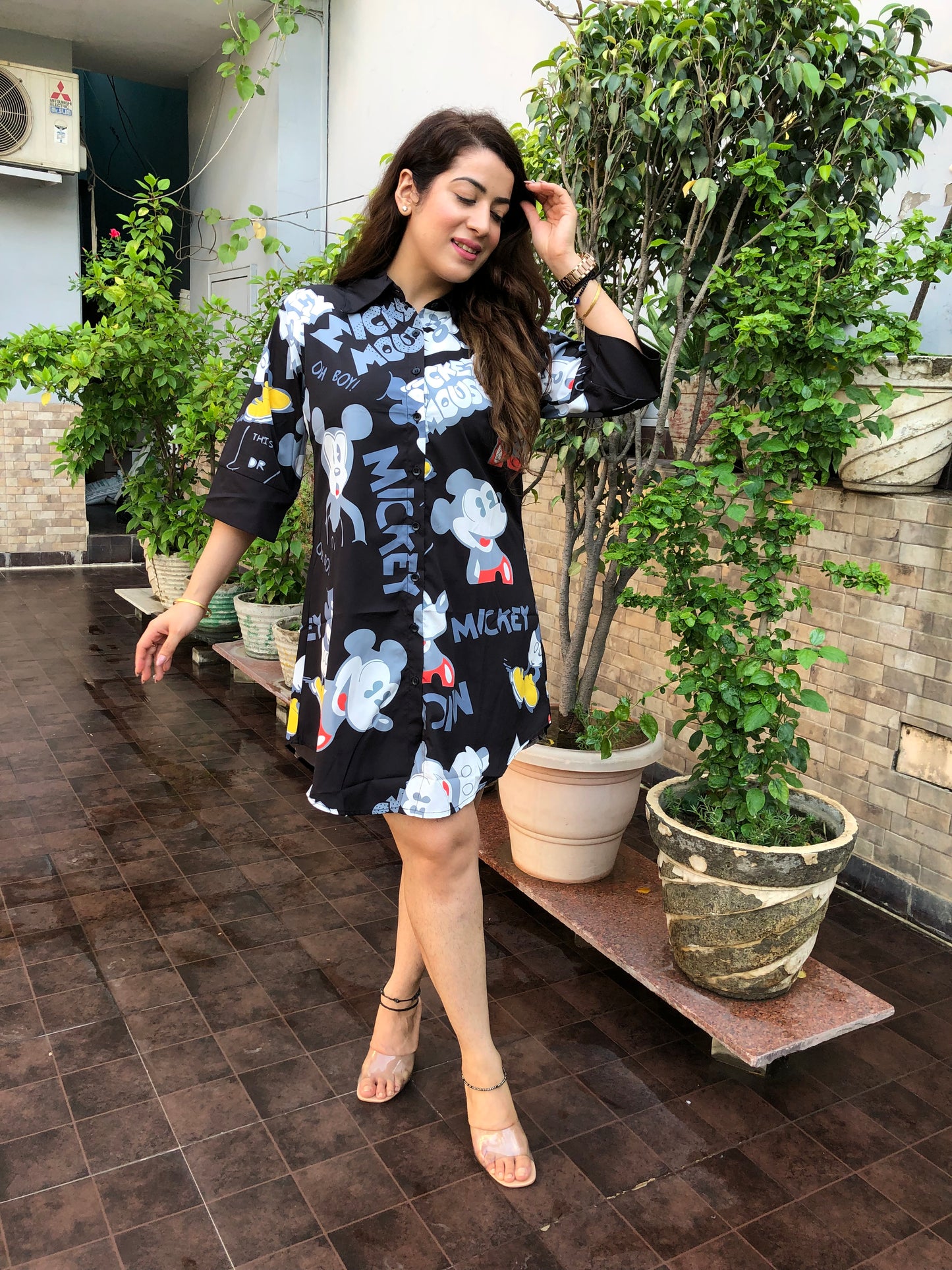 Cartoon Printed Shirt Dress