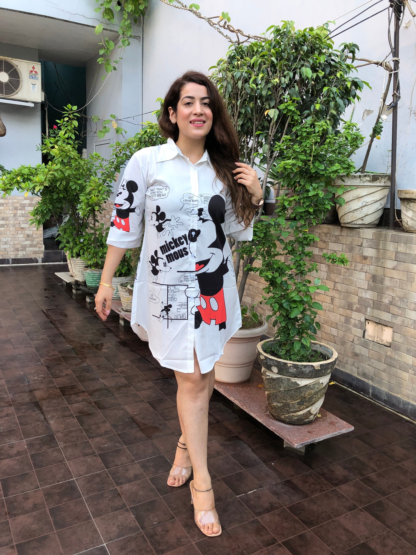 Cartoon Printed Shirt Dress