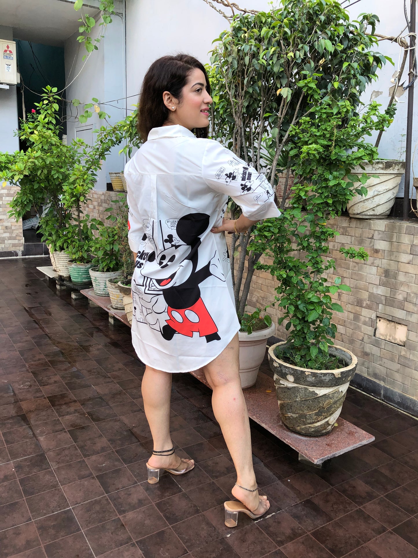 Cartoon Printed Shirt Dress