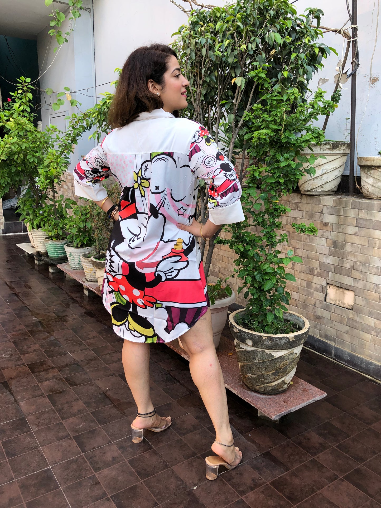 Cartoon Printed Shirt Dress