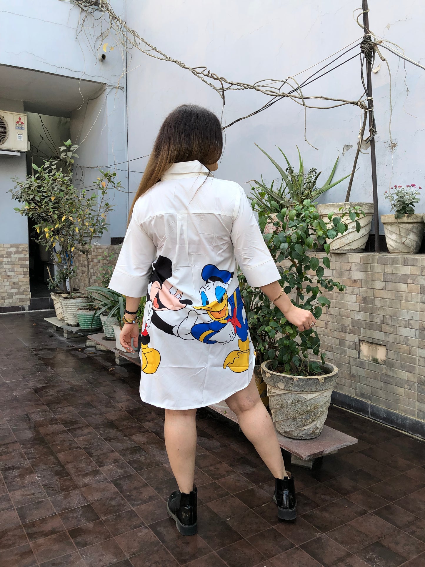 Cartoon Printed Shirt Dress