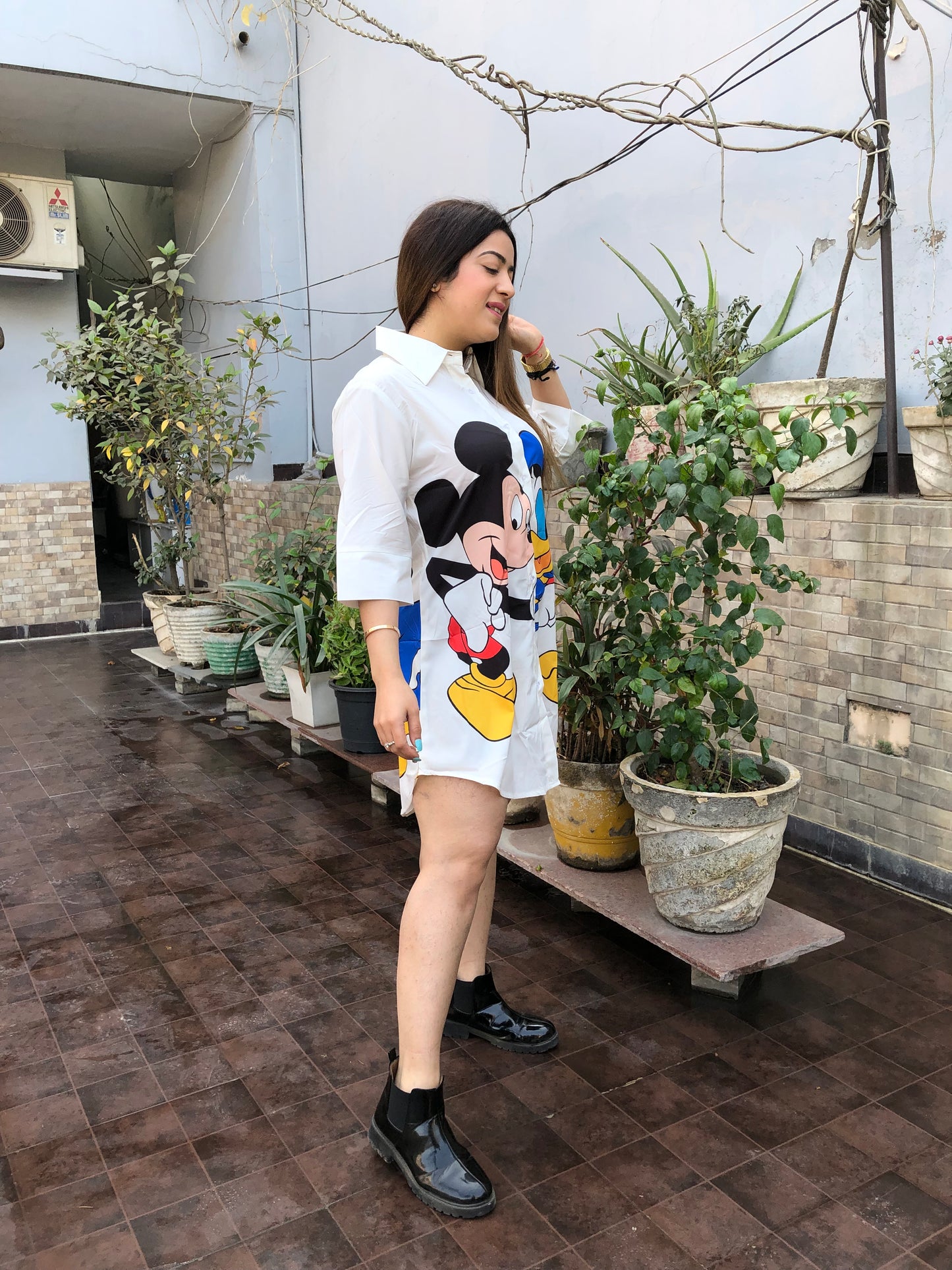 Cartoon Printed Shirt Dress