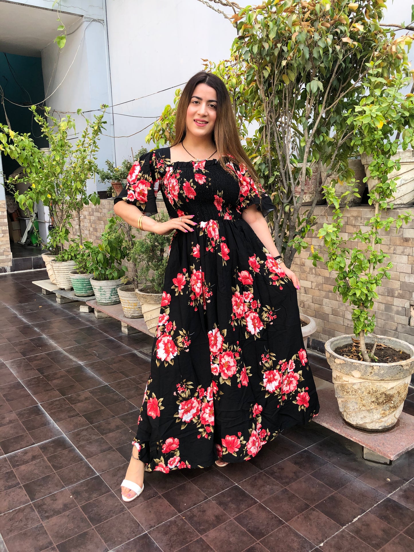 Rayon Floral Maxi Dress