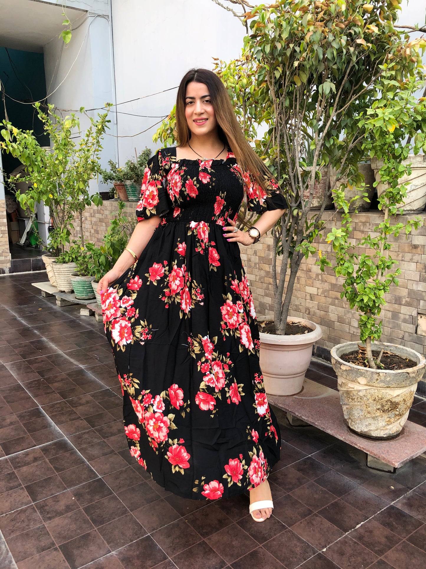 Rayon Floral Maxi Dress