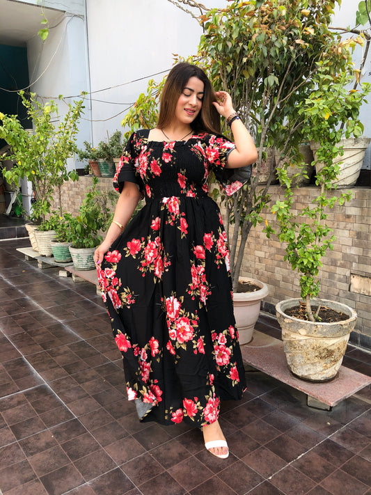 Rayon Floral Maxi Dress