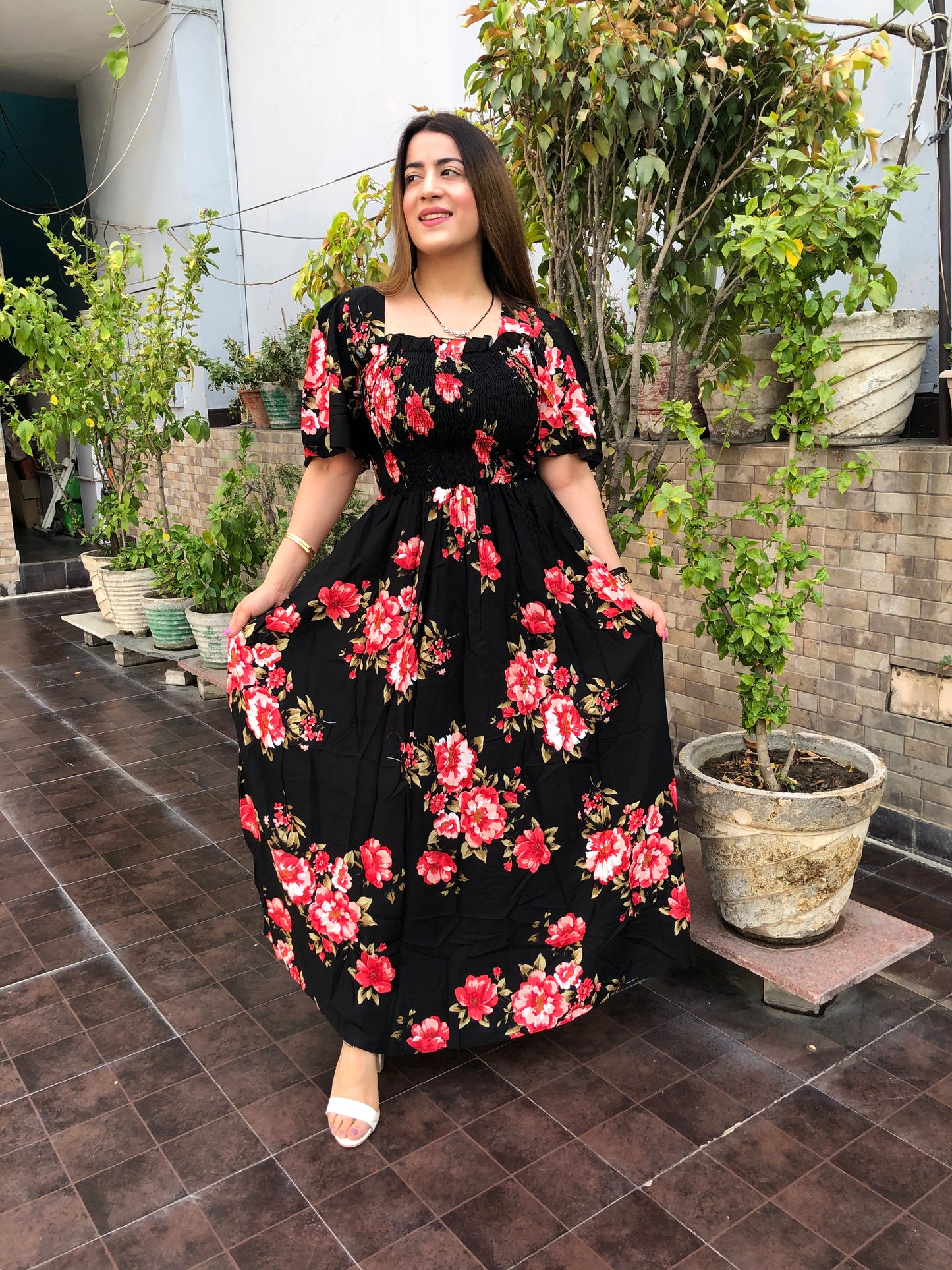 Rayon Floral Maxi Dress