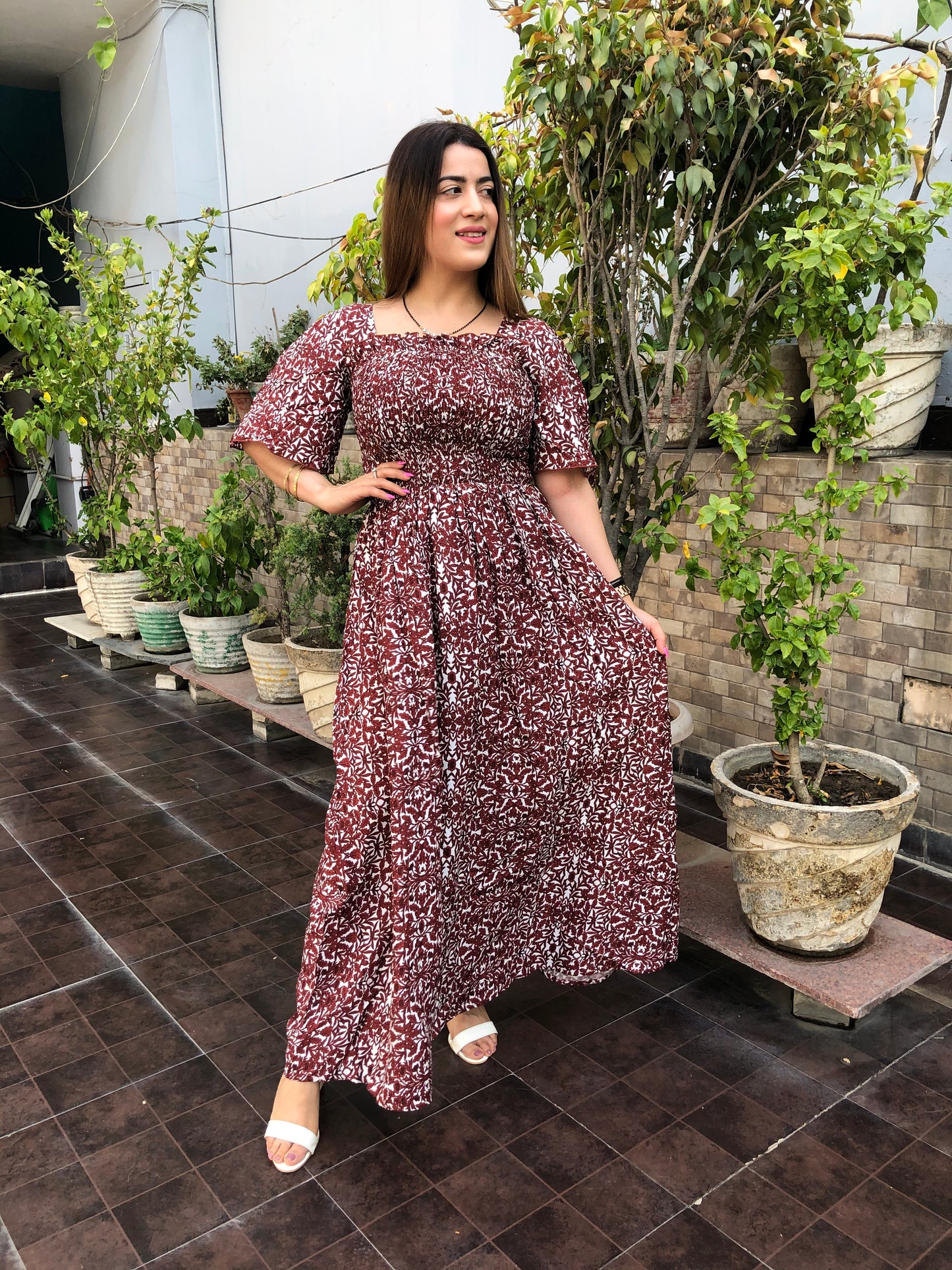 Rayon Floral Maxi Dress