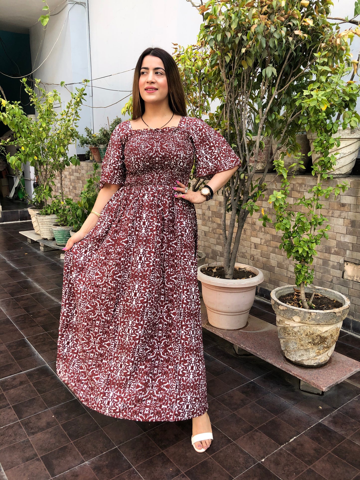 Rayon Floral Maxi Dress