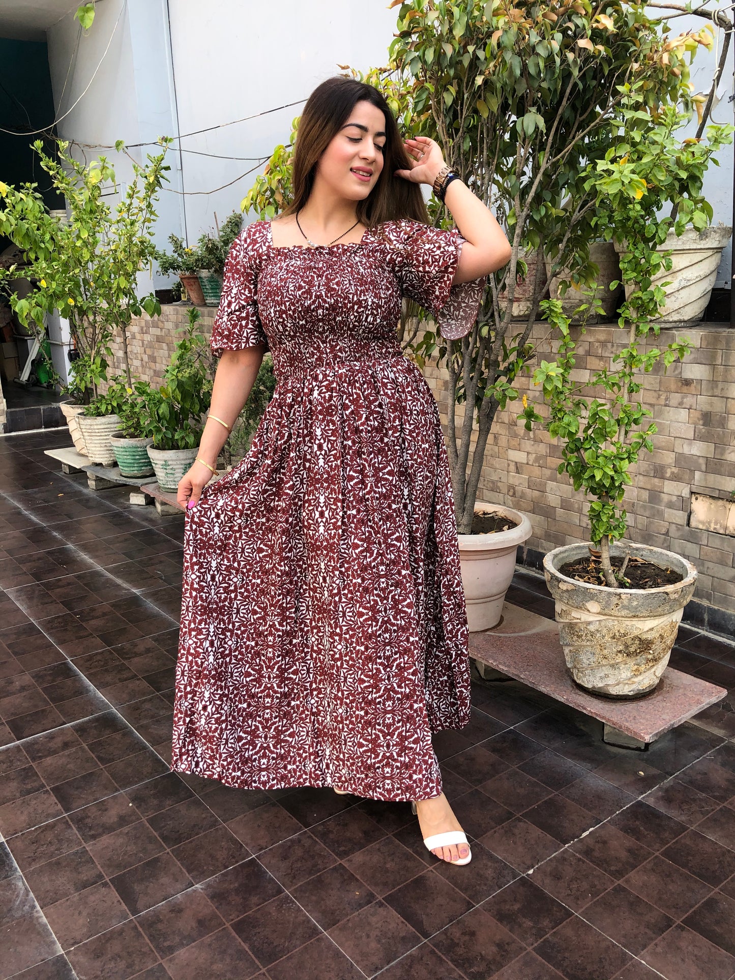 Rayon Floral Maxi Dress