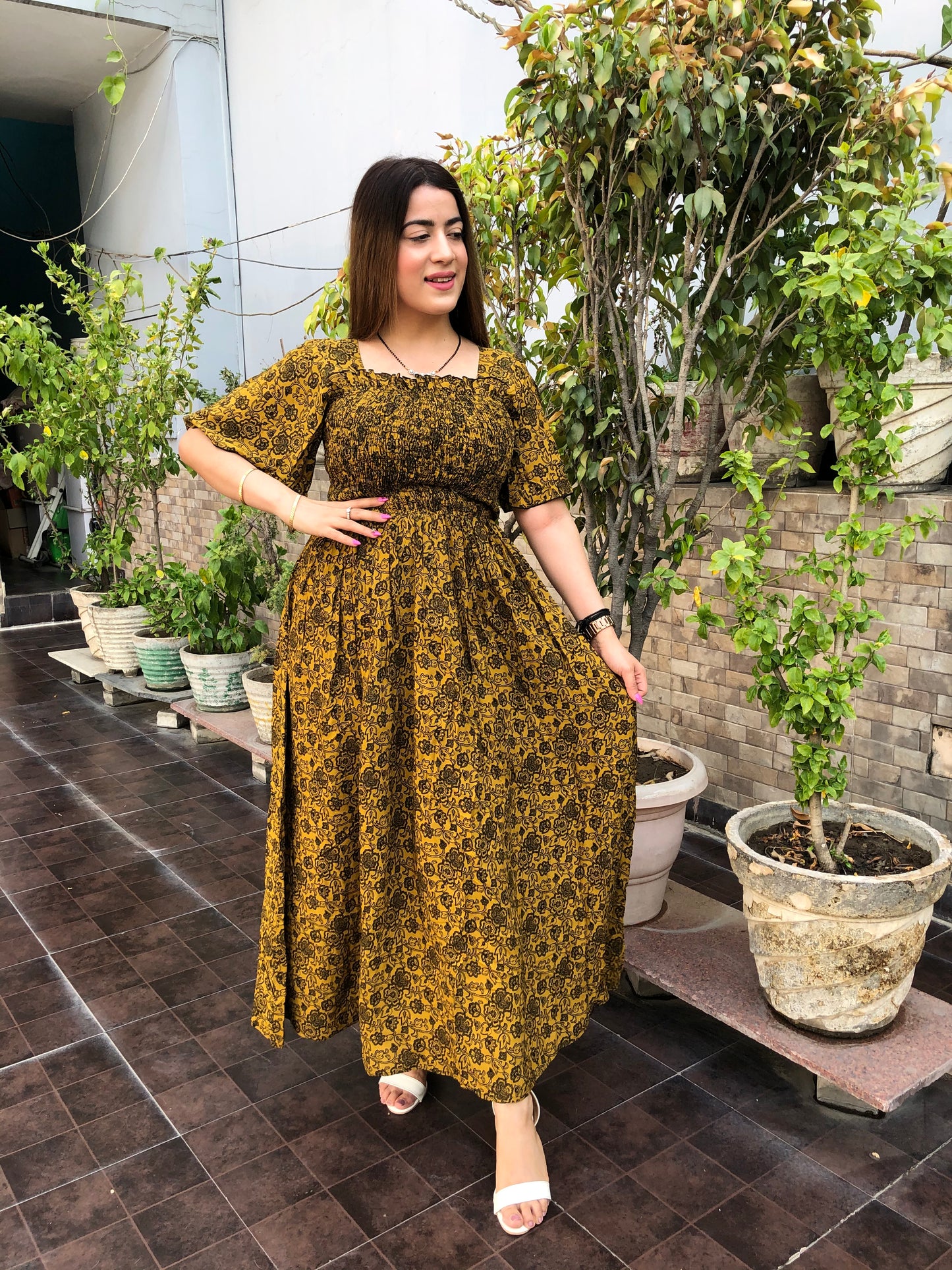 Rayon Floral Maxi Dress