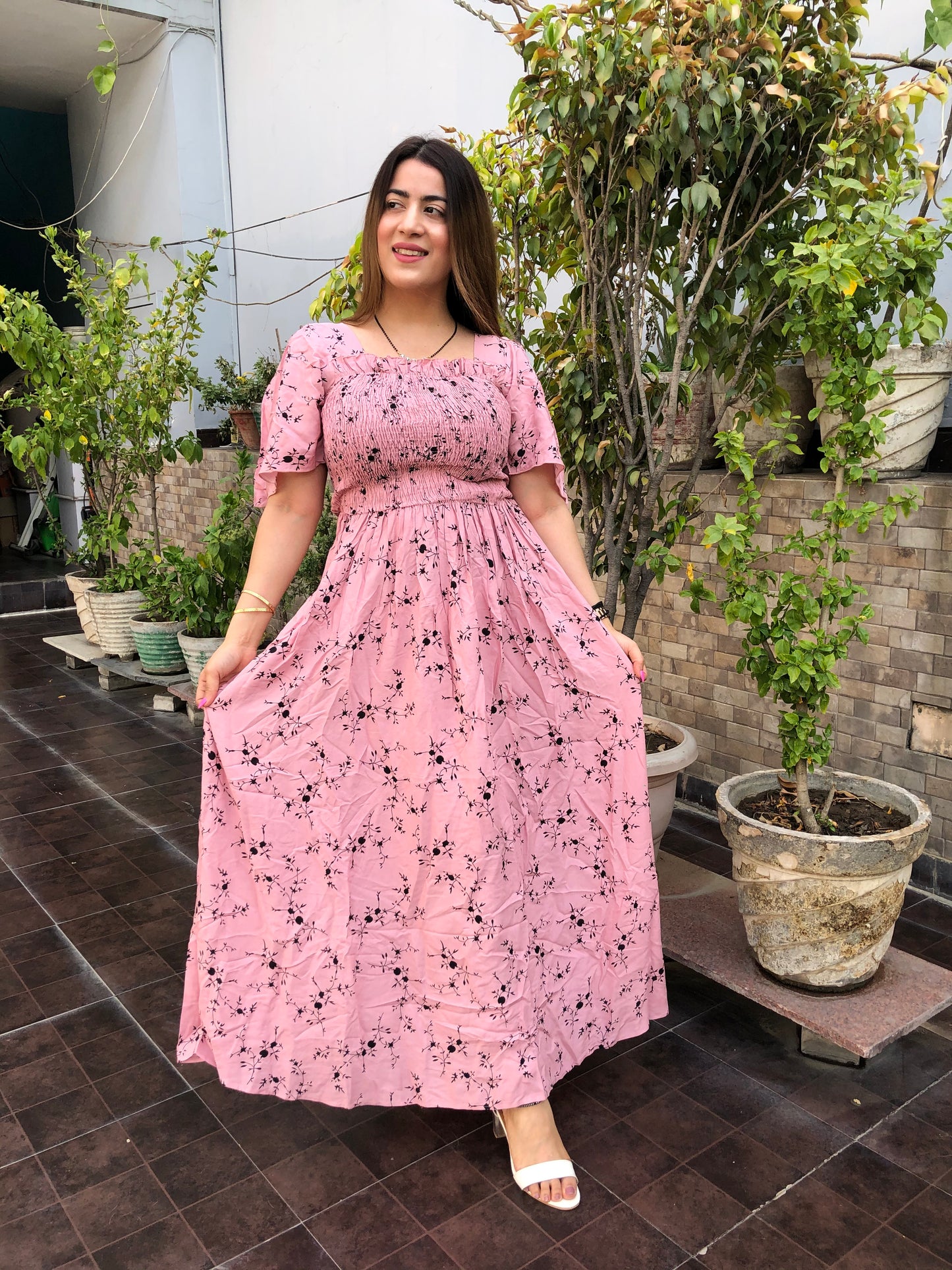 Rayon Floral Maxi Dress