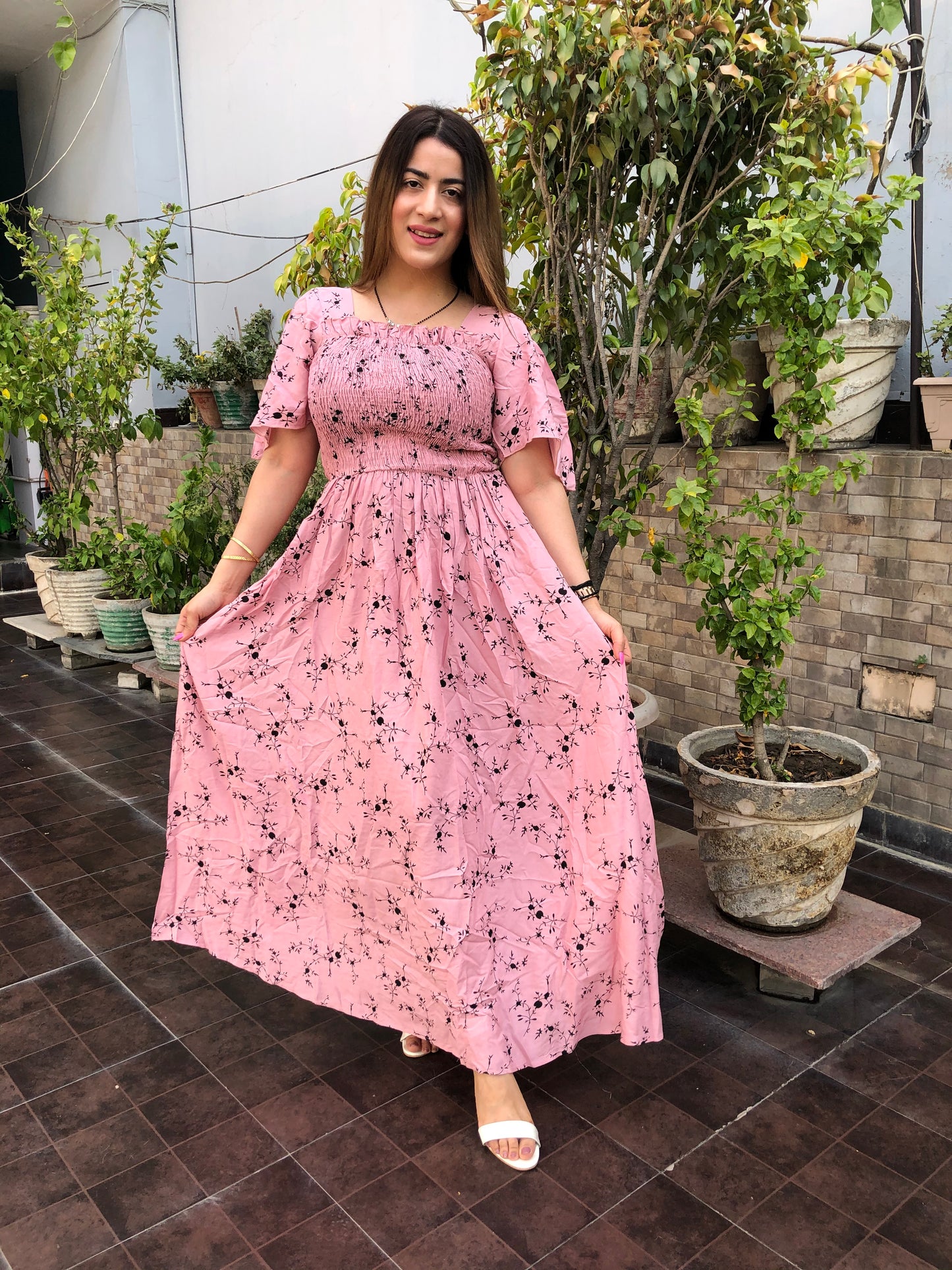 Rayon Floral Maxi Dress