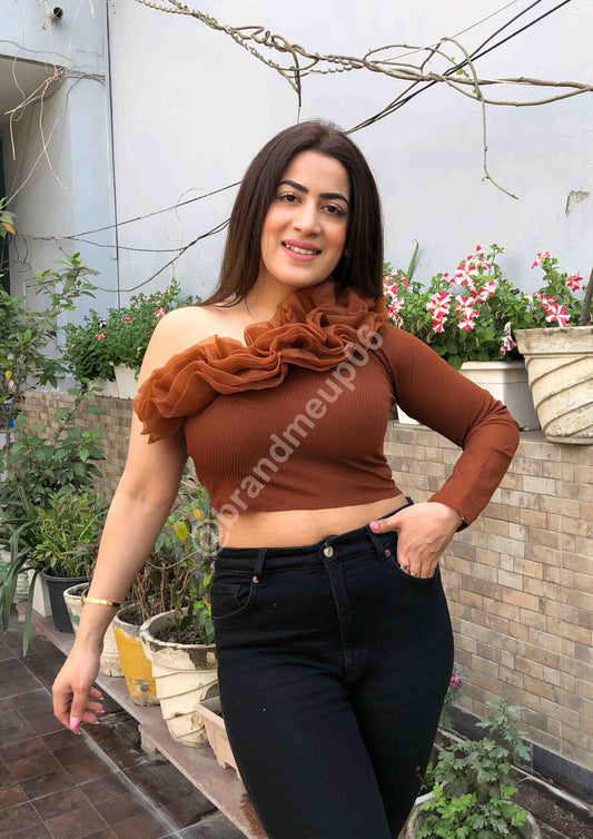 One Side Frill Crop Top